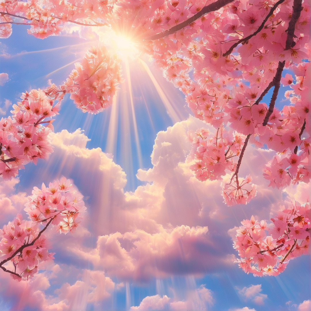 Sunny Cherry Blossom Sky