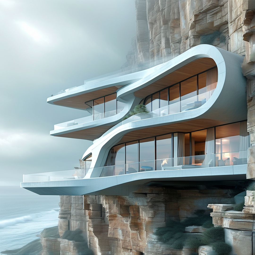 Curved Cliffside Modern Home