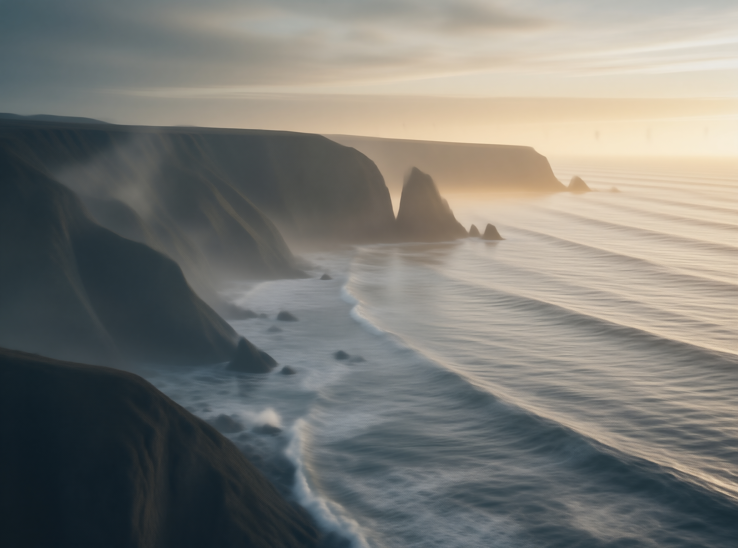 Misty Cliffs at Golden Dawn