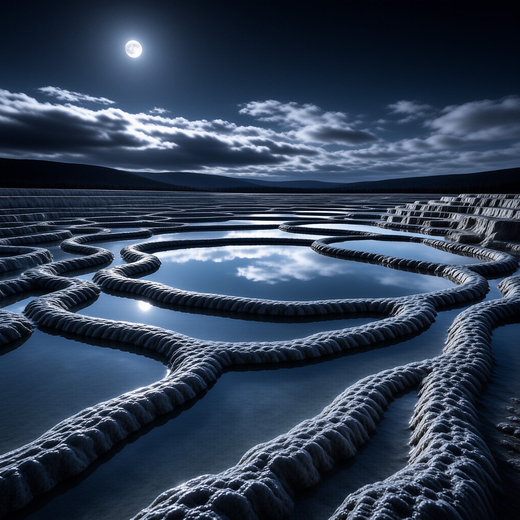 Moonlit Travertine Terraces