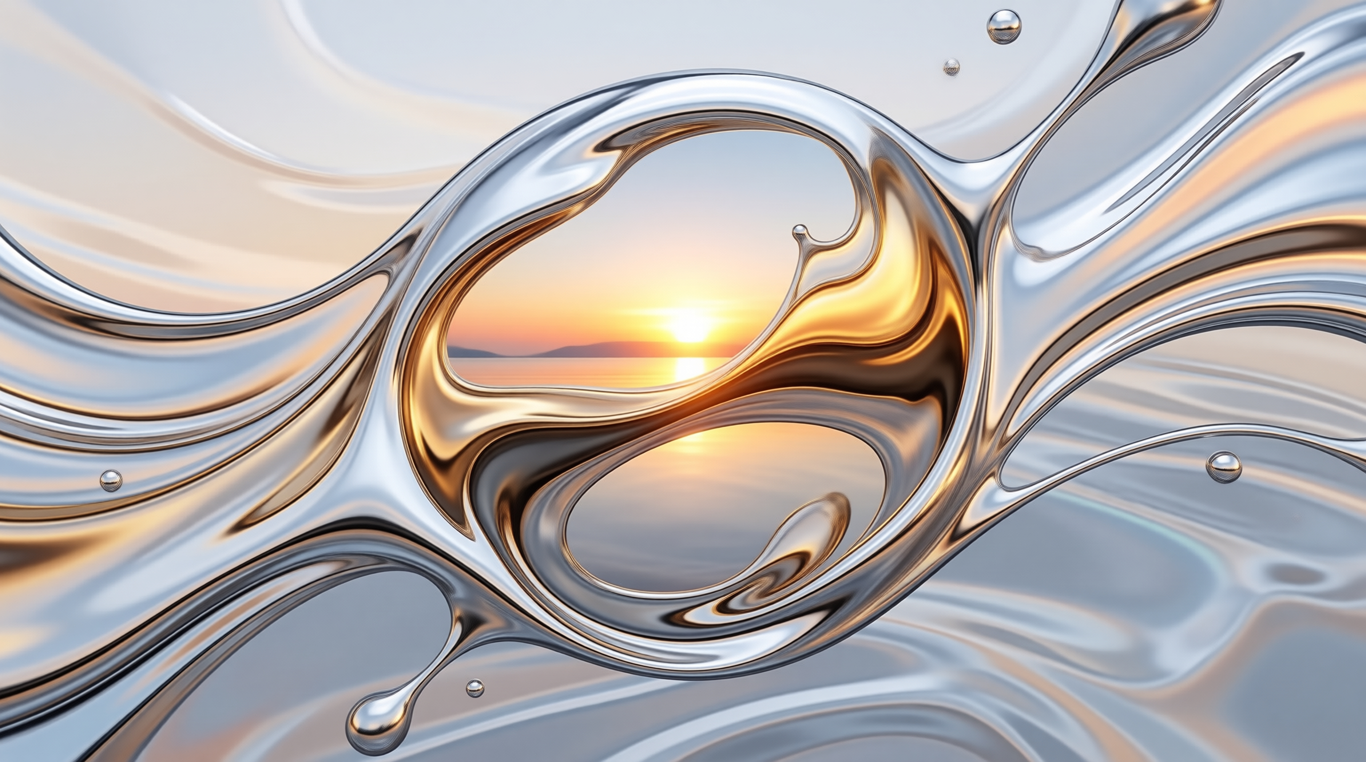 Abstract Metallic Fluid with Sunset