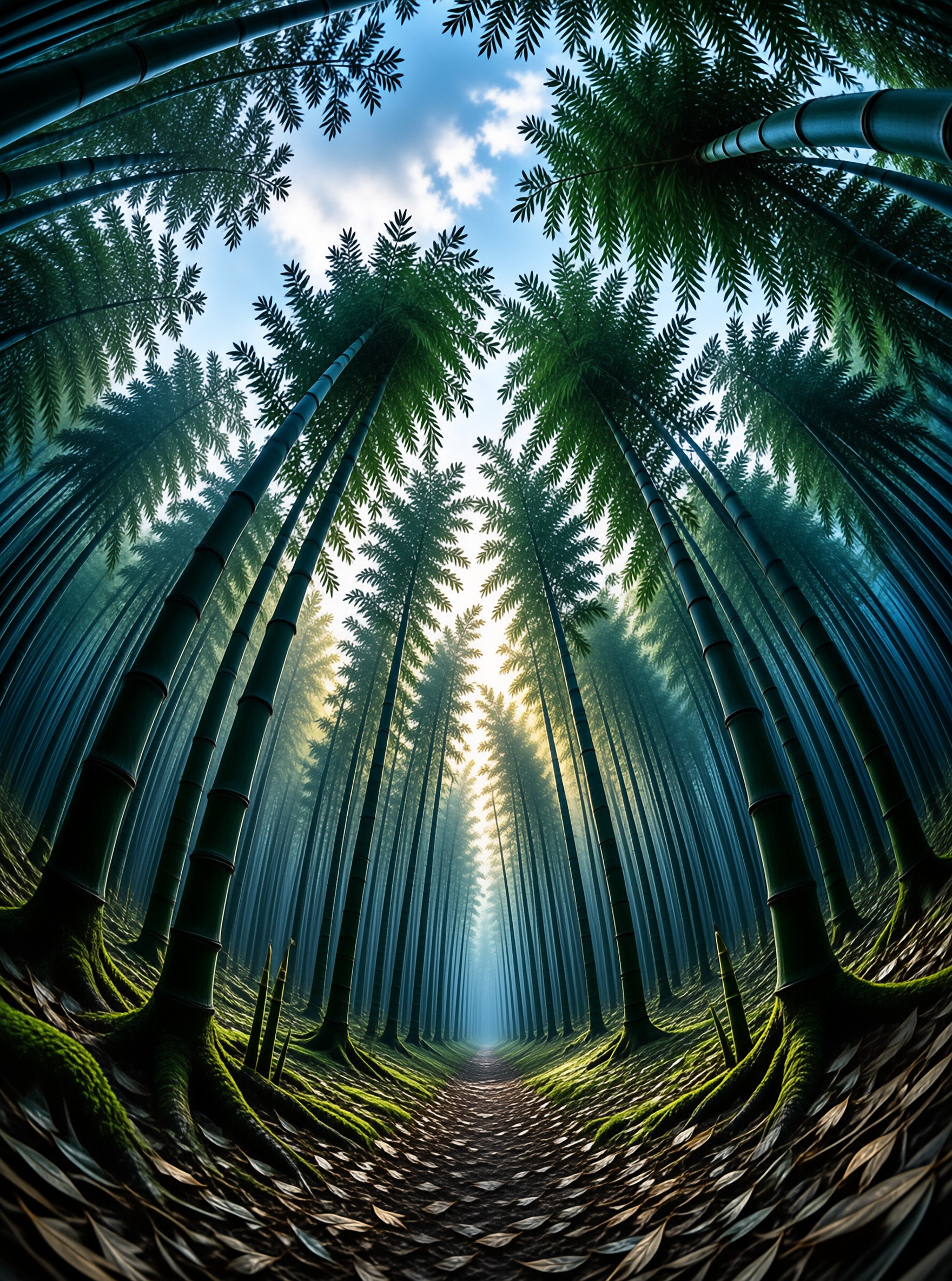 Sunlit Bamboo Forest Path