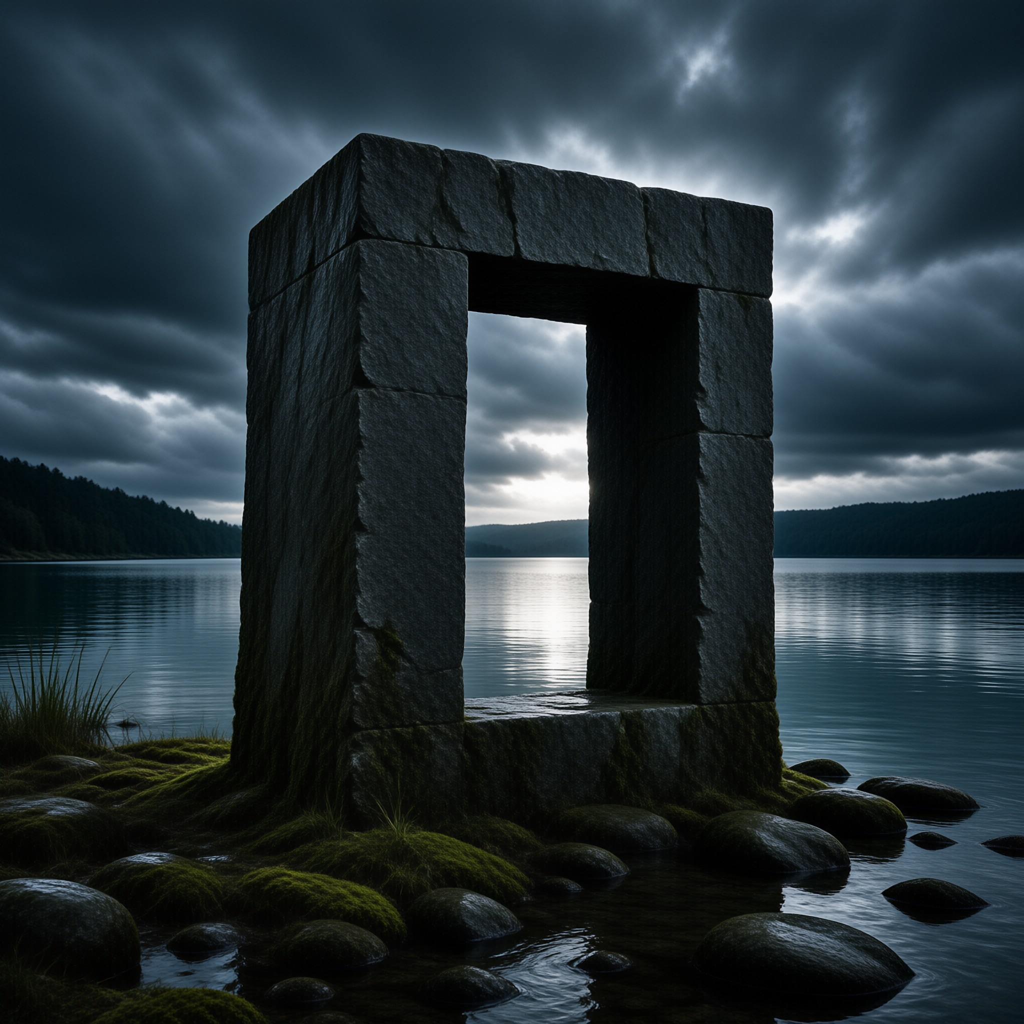 Ancient Stone Portal by Lake