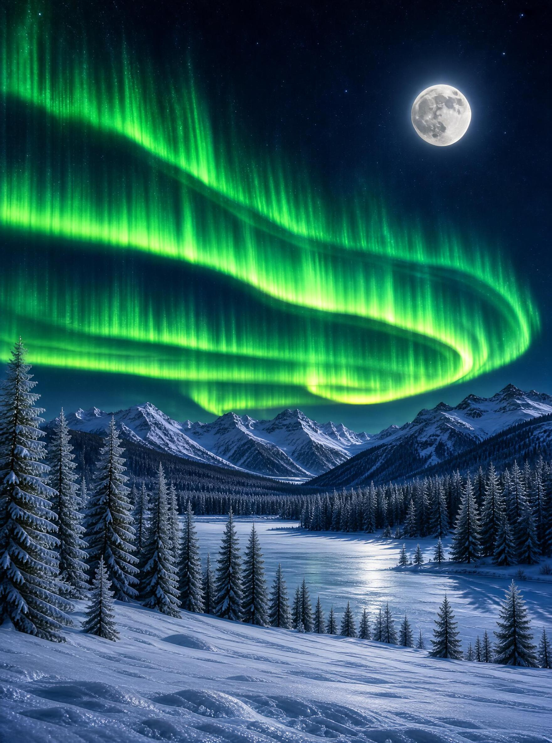 Northern Lights Over Snowy Wilderness