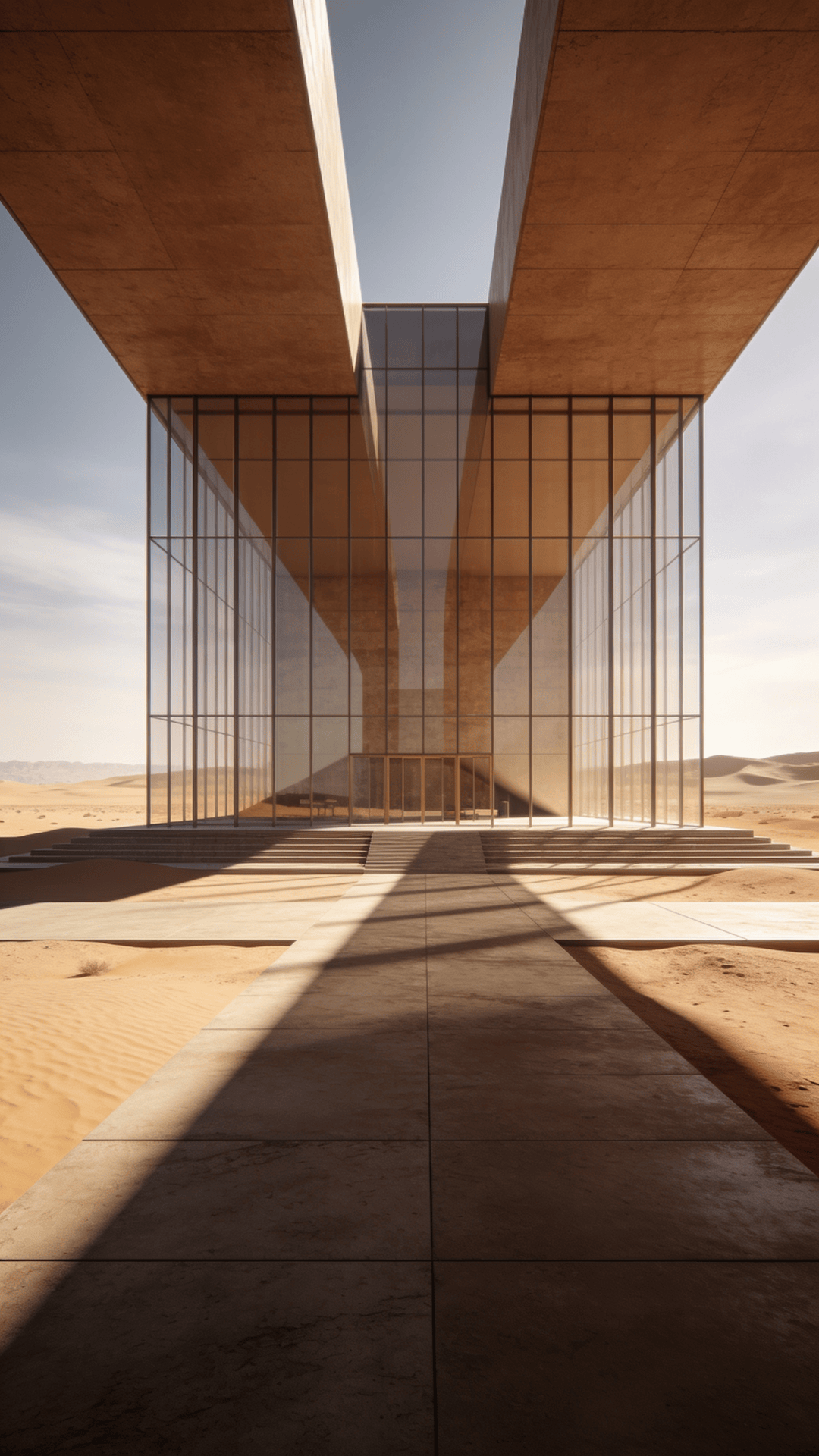 Cultural Center with Glass Curtain Wall — Desert Plain