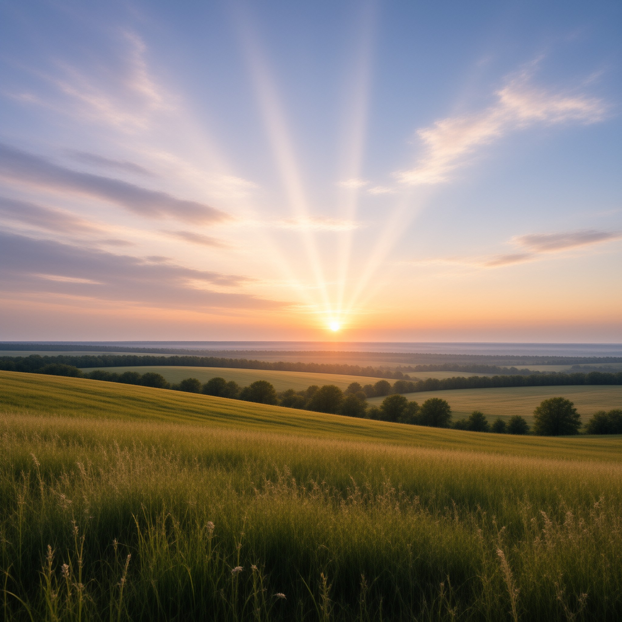 Sunrise Over Rolling Hills