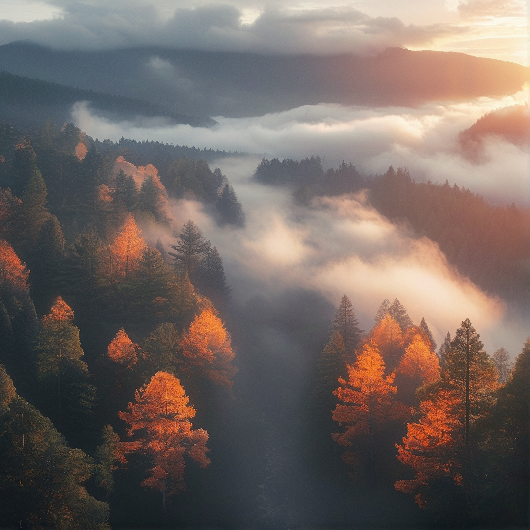 Autumn Forest in the Mist