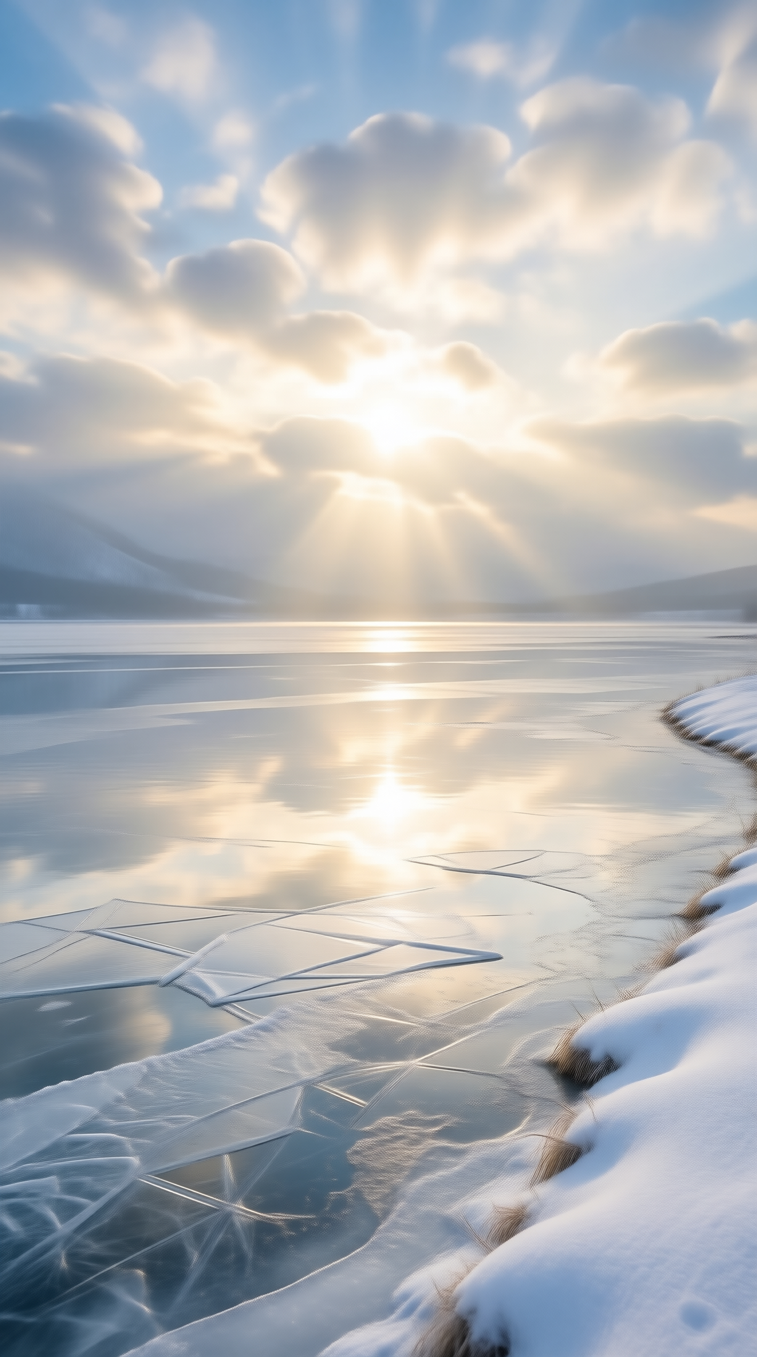 Sunrise Over Frozen Lake