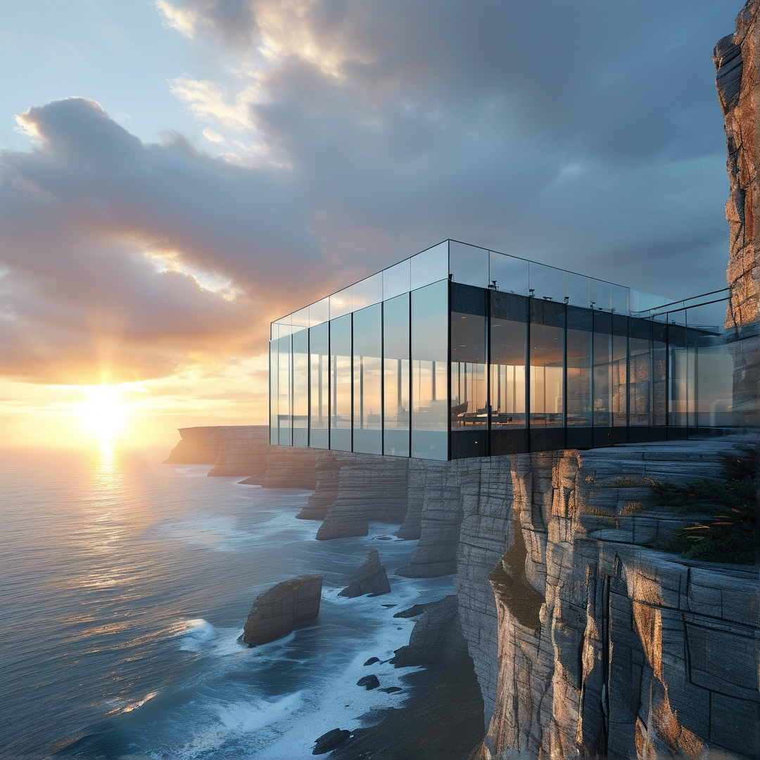 Glass Building on Cliff Edge