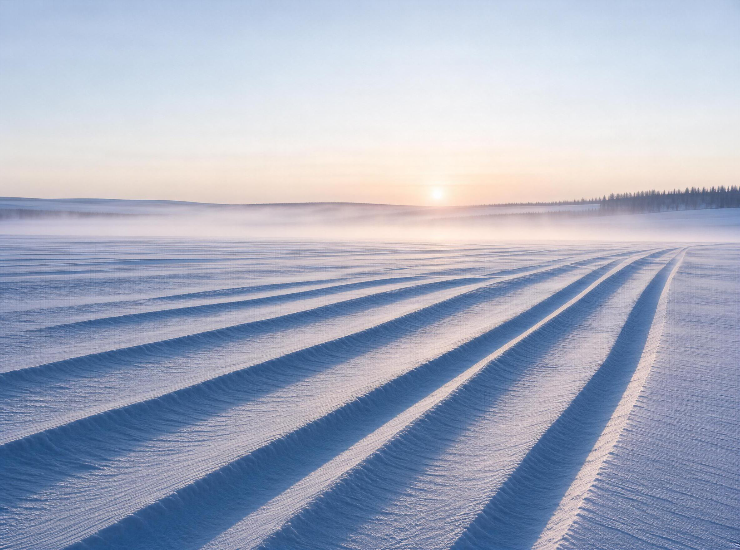 Snowy Tracks at Sunrise