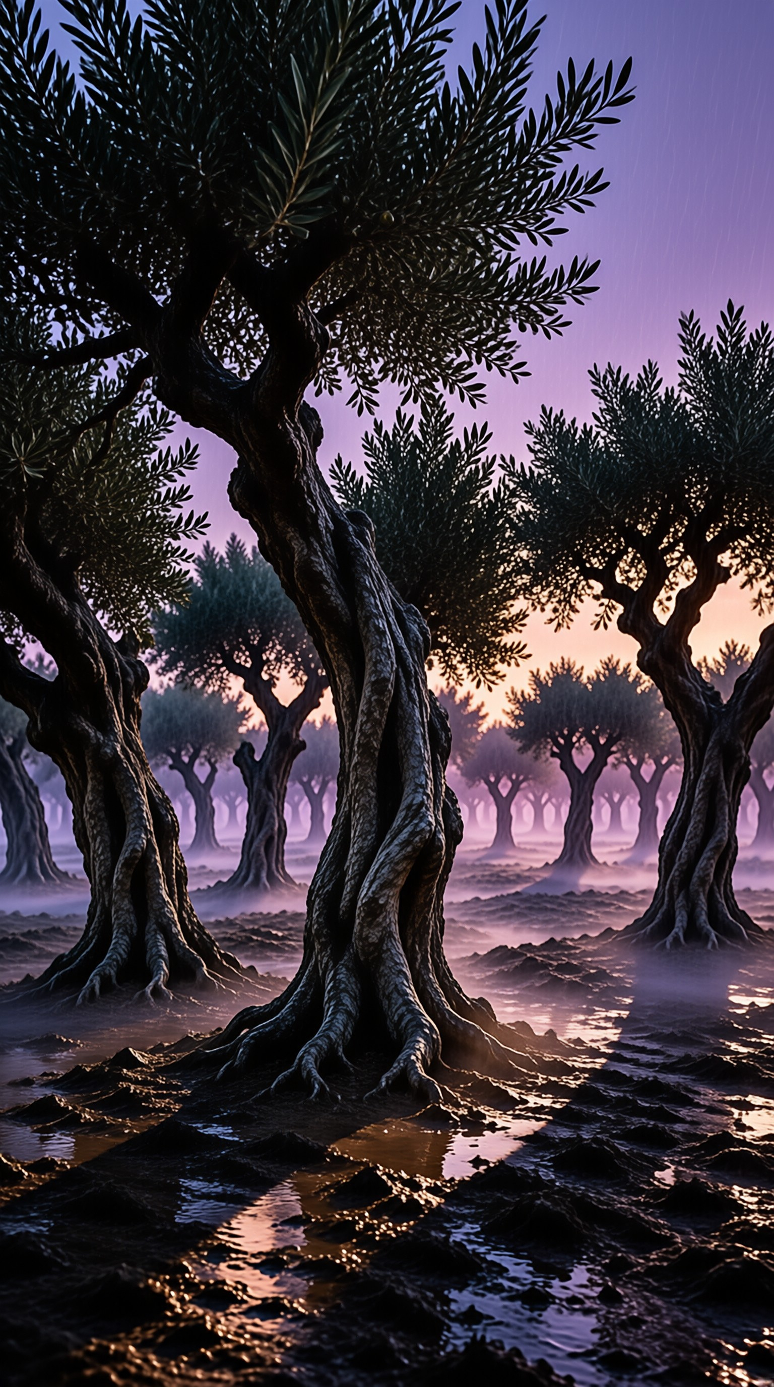 Oolive Grove in Twilight Mist
