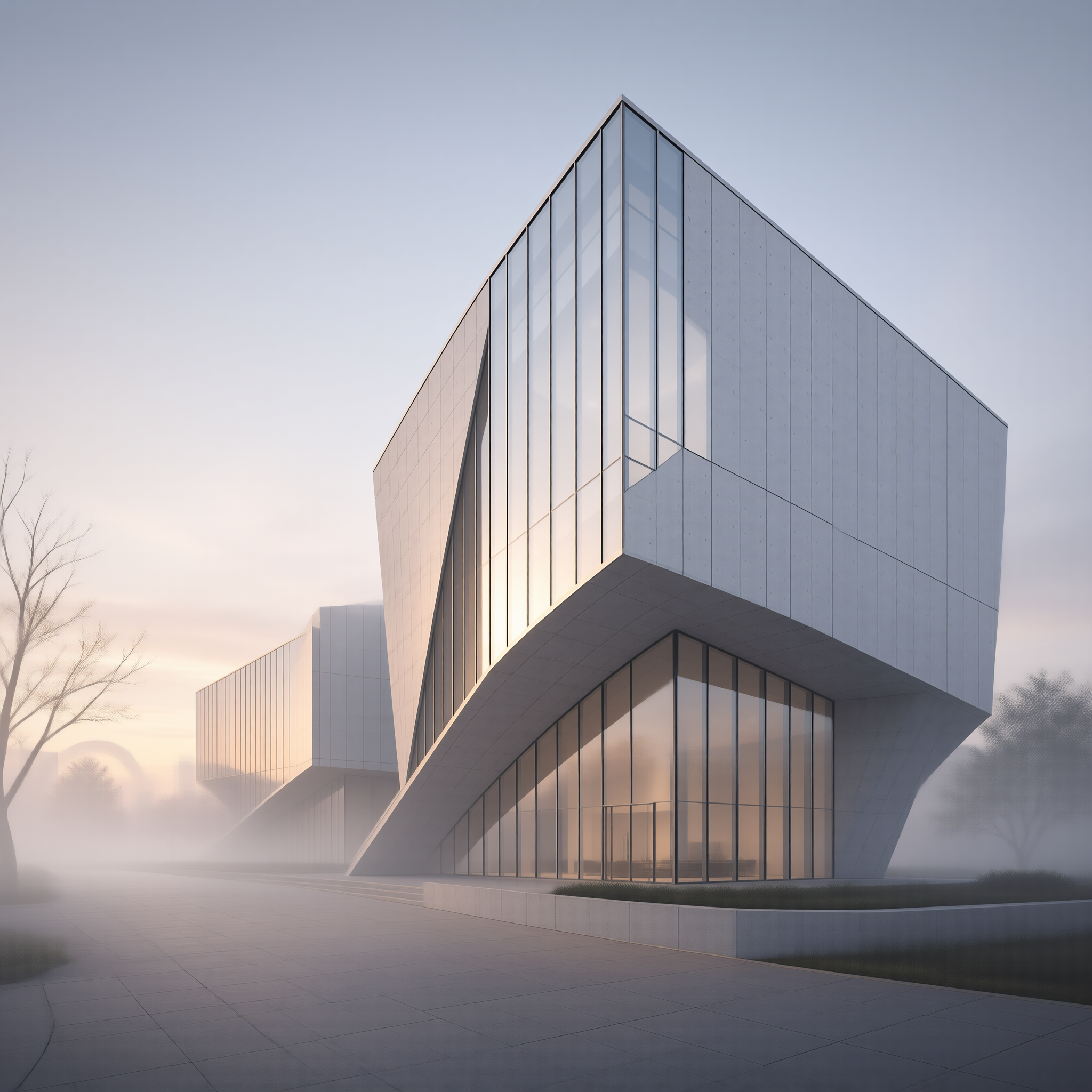 Futuristic Architecture in Mist