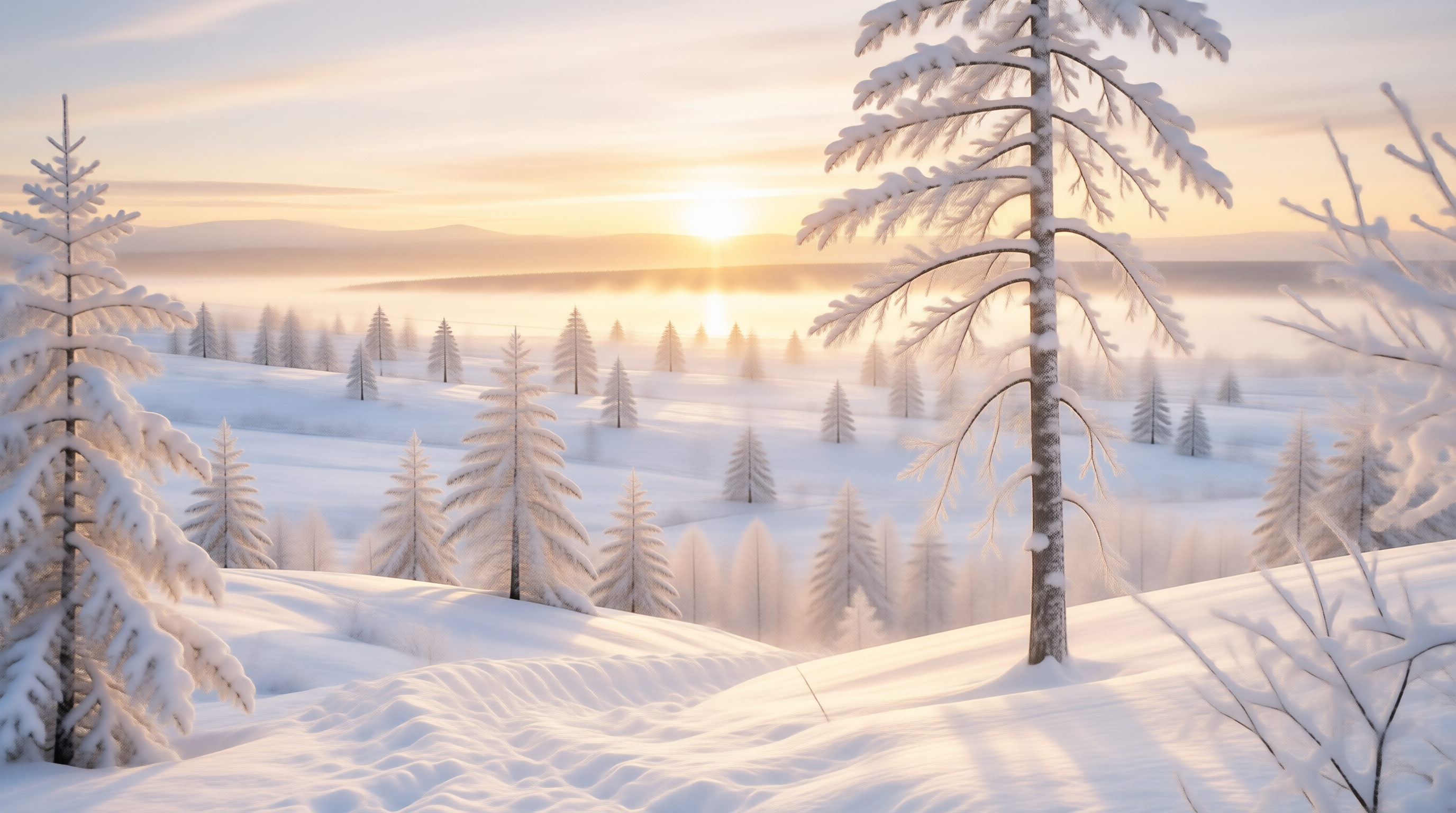 Serene Snowy Sunrise