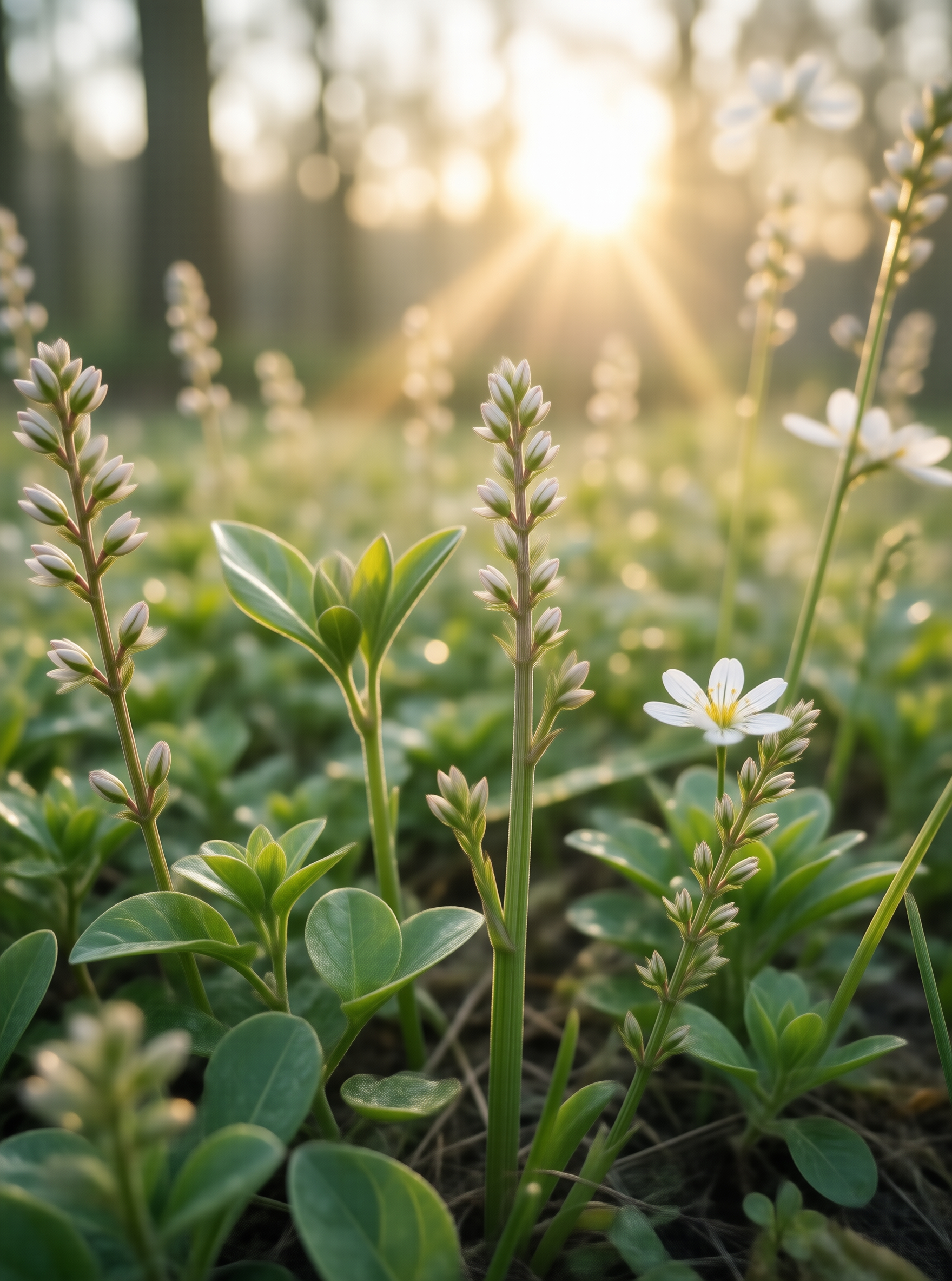 White Flowers in Sunlight