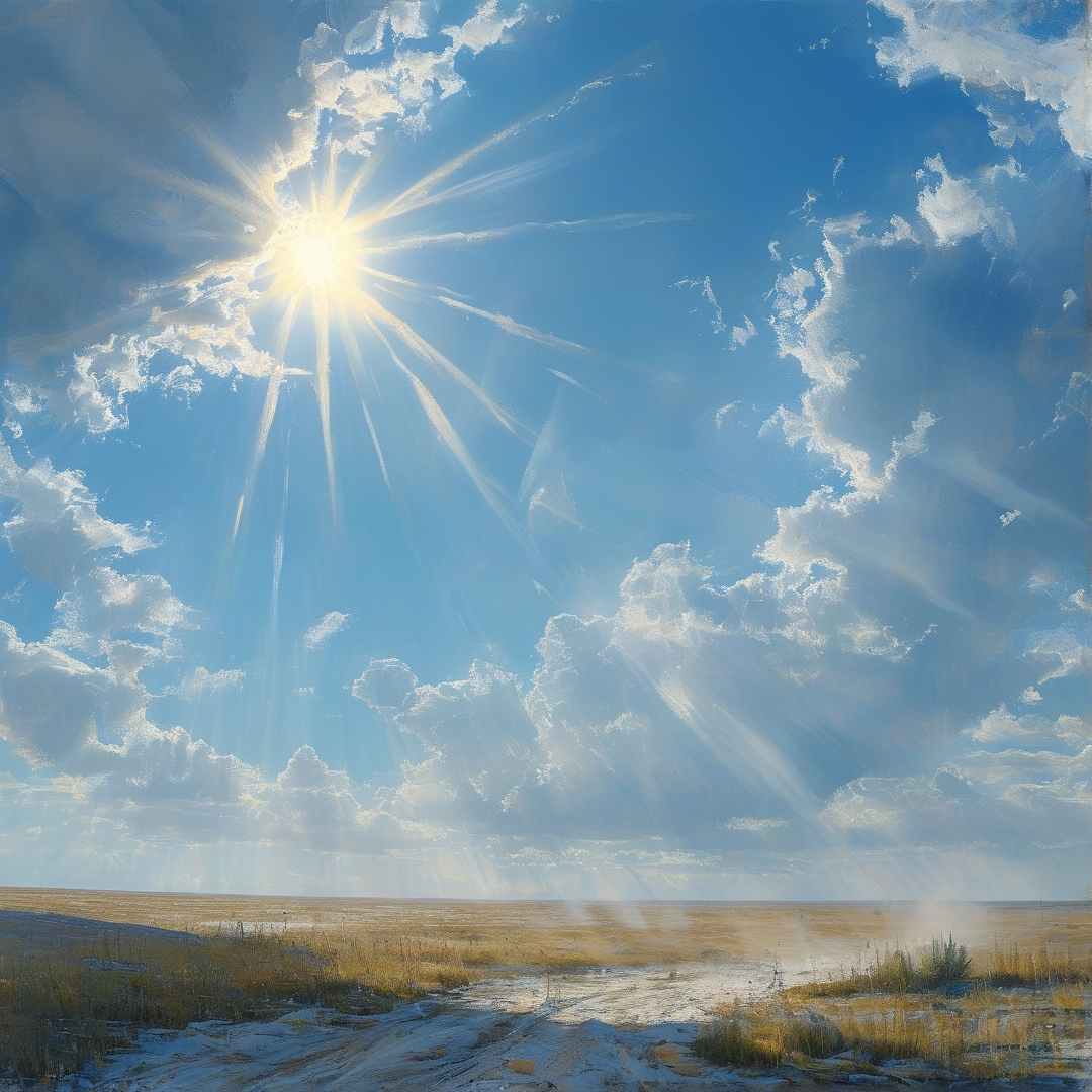 Radiant Sun Over Landscape