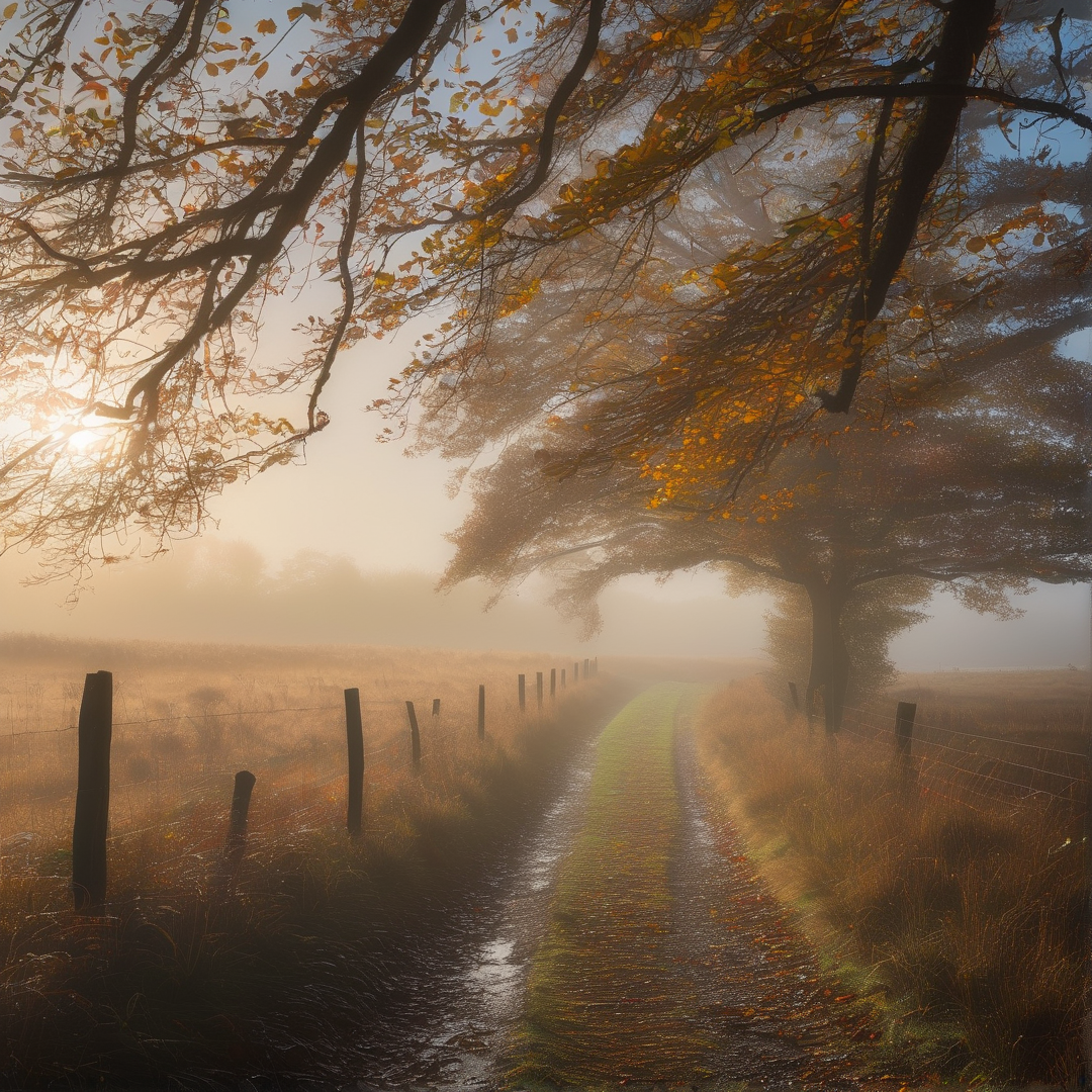 Misty Autumn Road