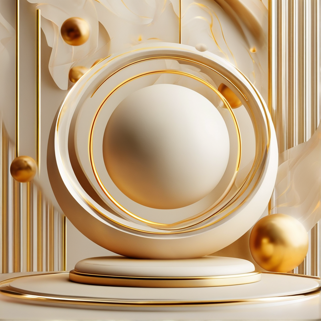 Abstract Golden Sphere Art