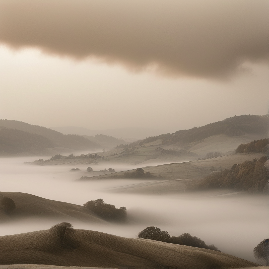 Misty Rolling Hills Landscape