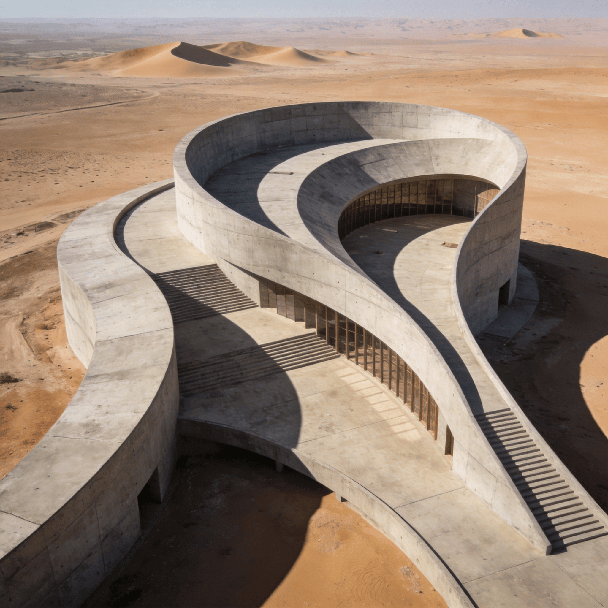 Cultural Center with Curved Concrete — Desert Plain
