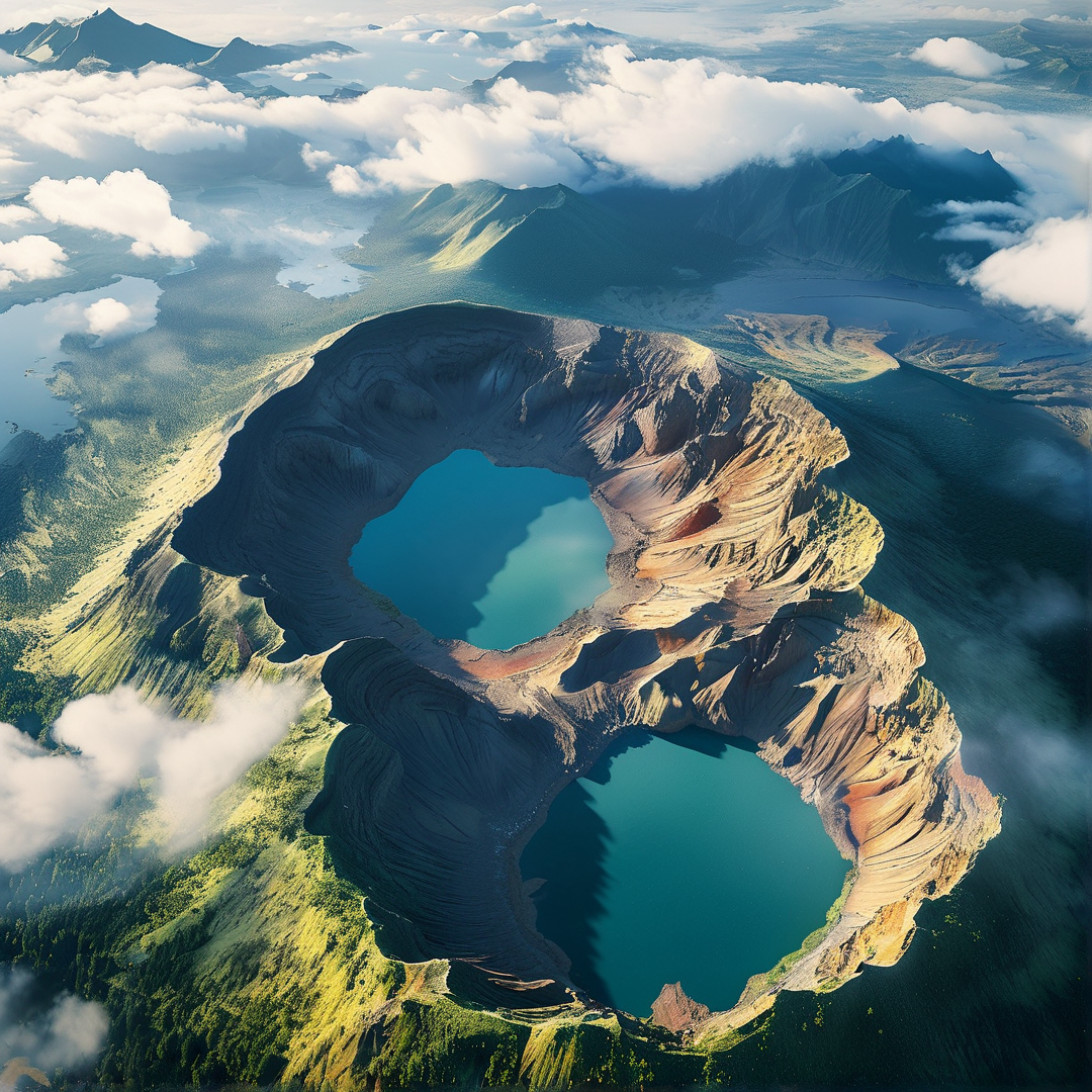 Twin Volcanic Crater Lakes