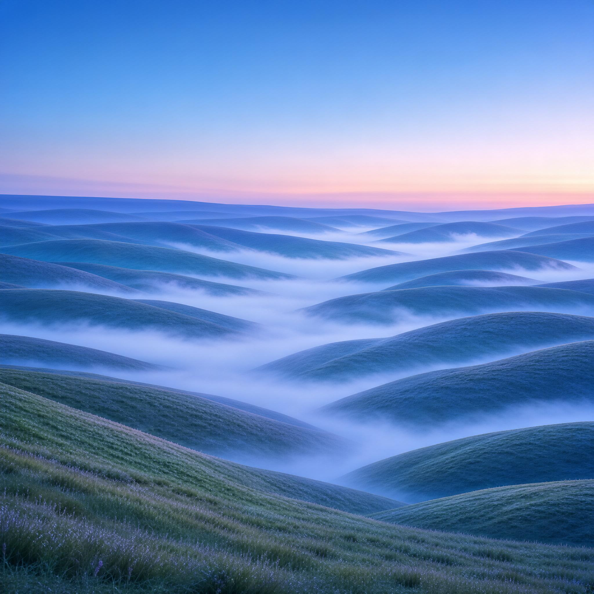 Misty Rolling Hills at Dawn