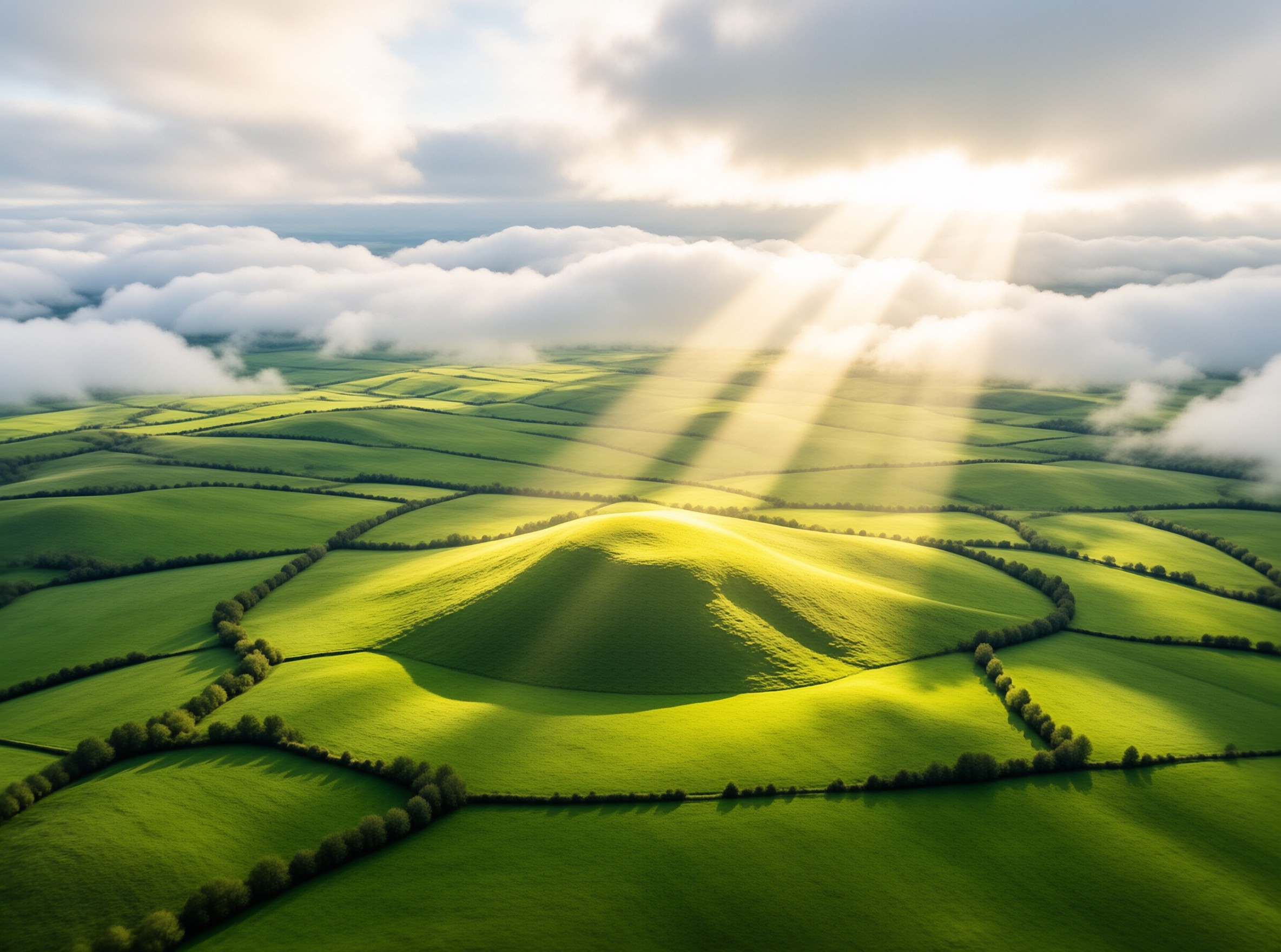Sunlight Over Green Fields