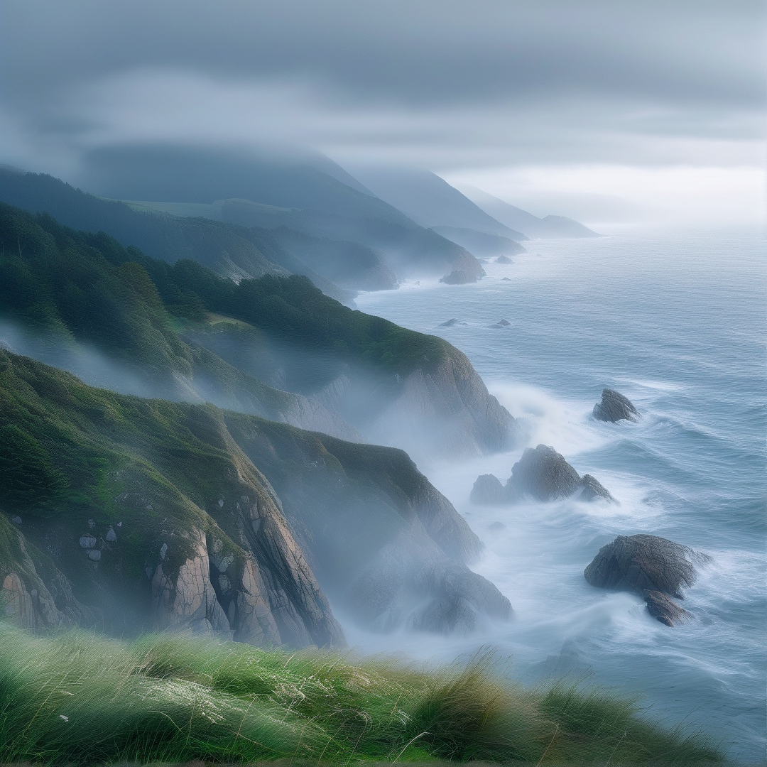 Misty Coastal Landscape