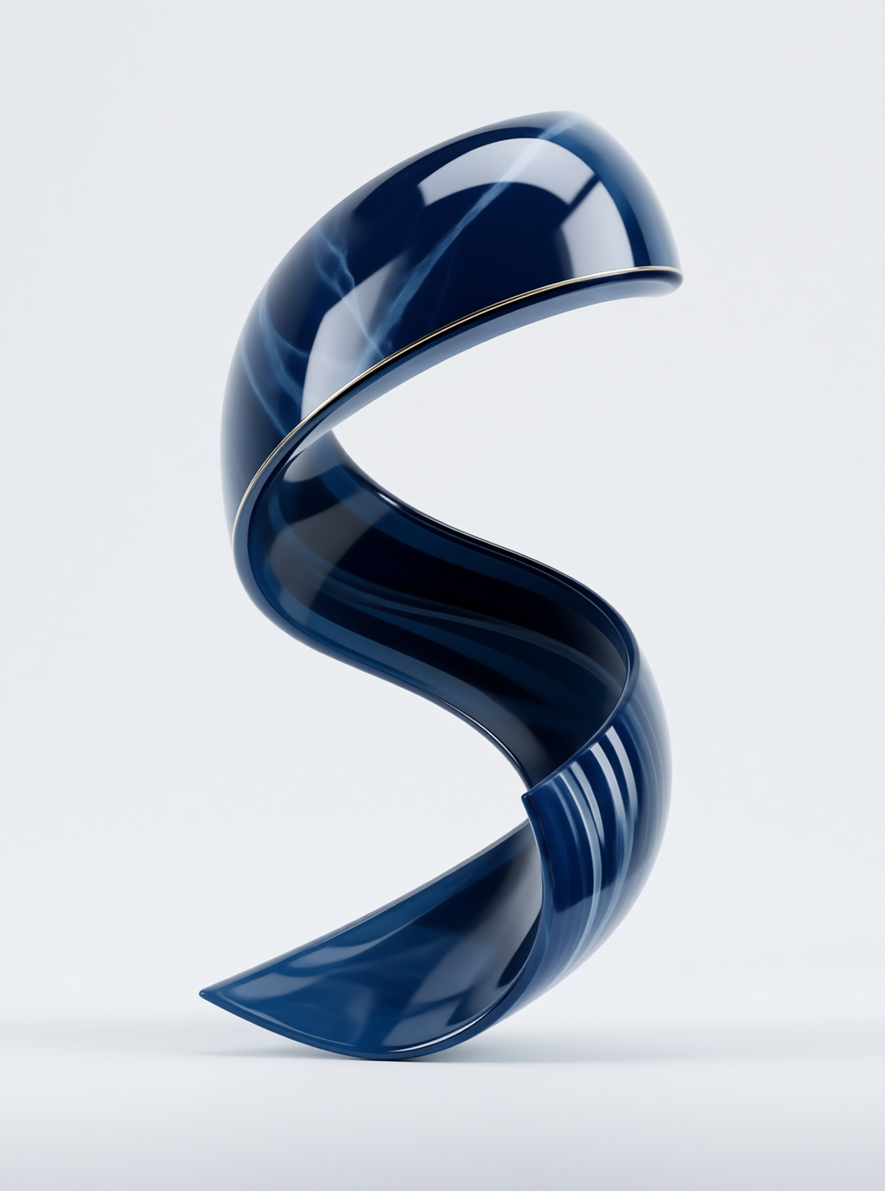 Twisted Navy Blue Abstract Sculpture
