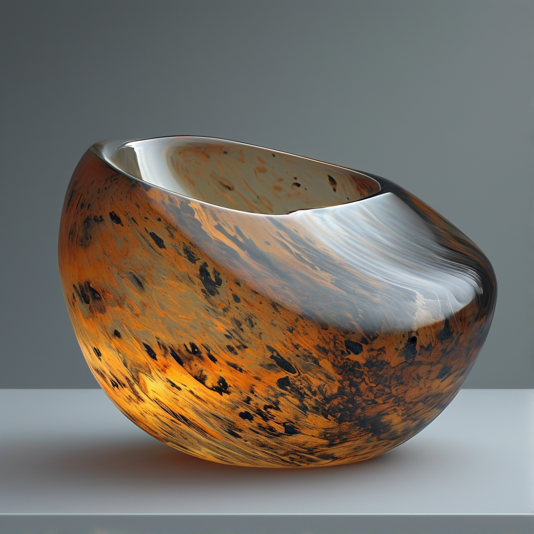 Glossy Amber Marble Bowl