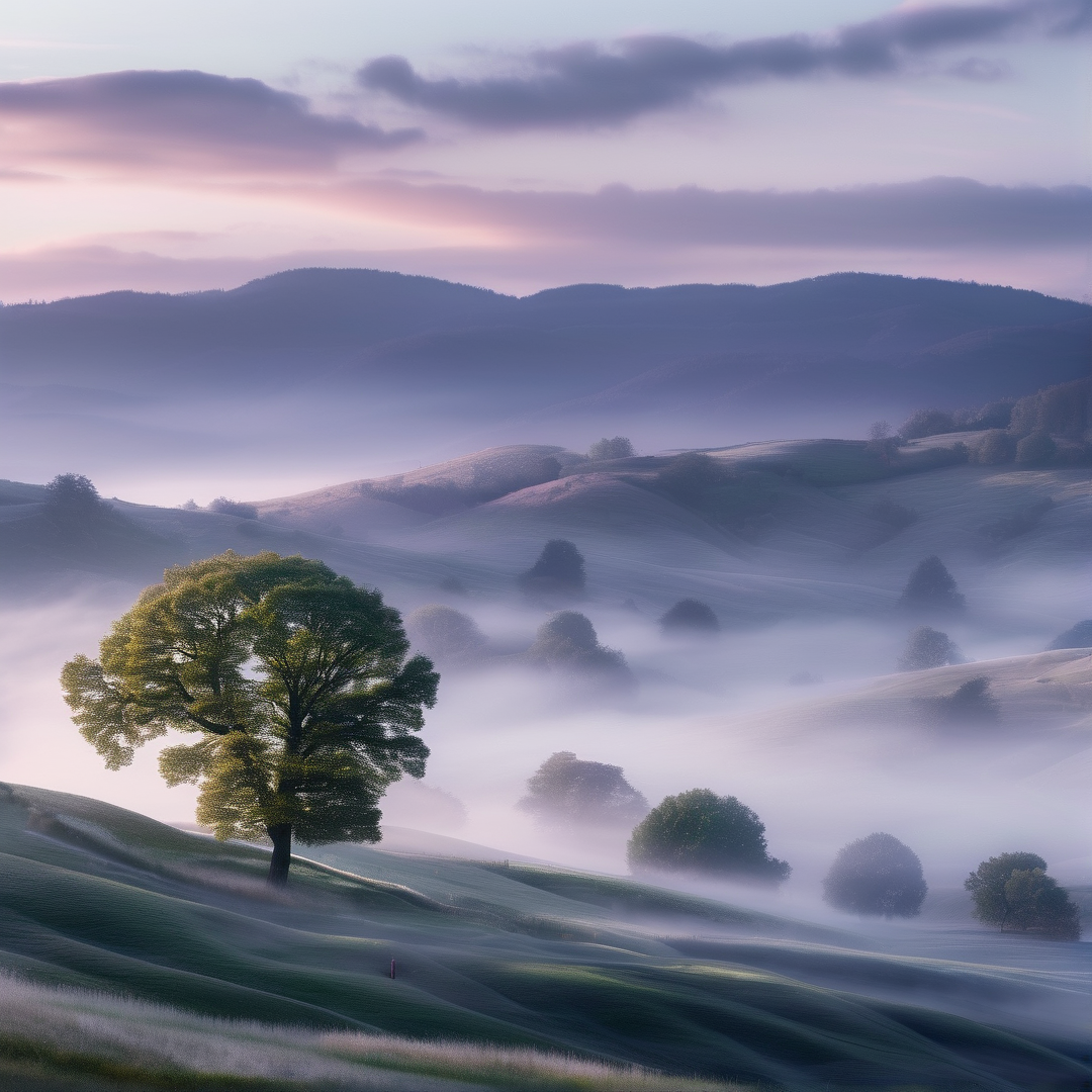 Misty Meadow Landscape