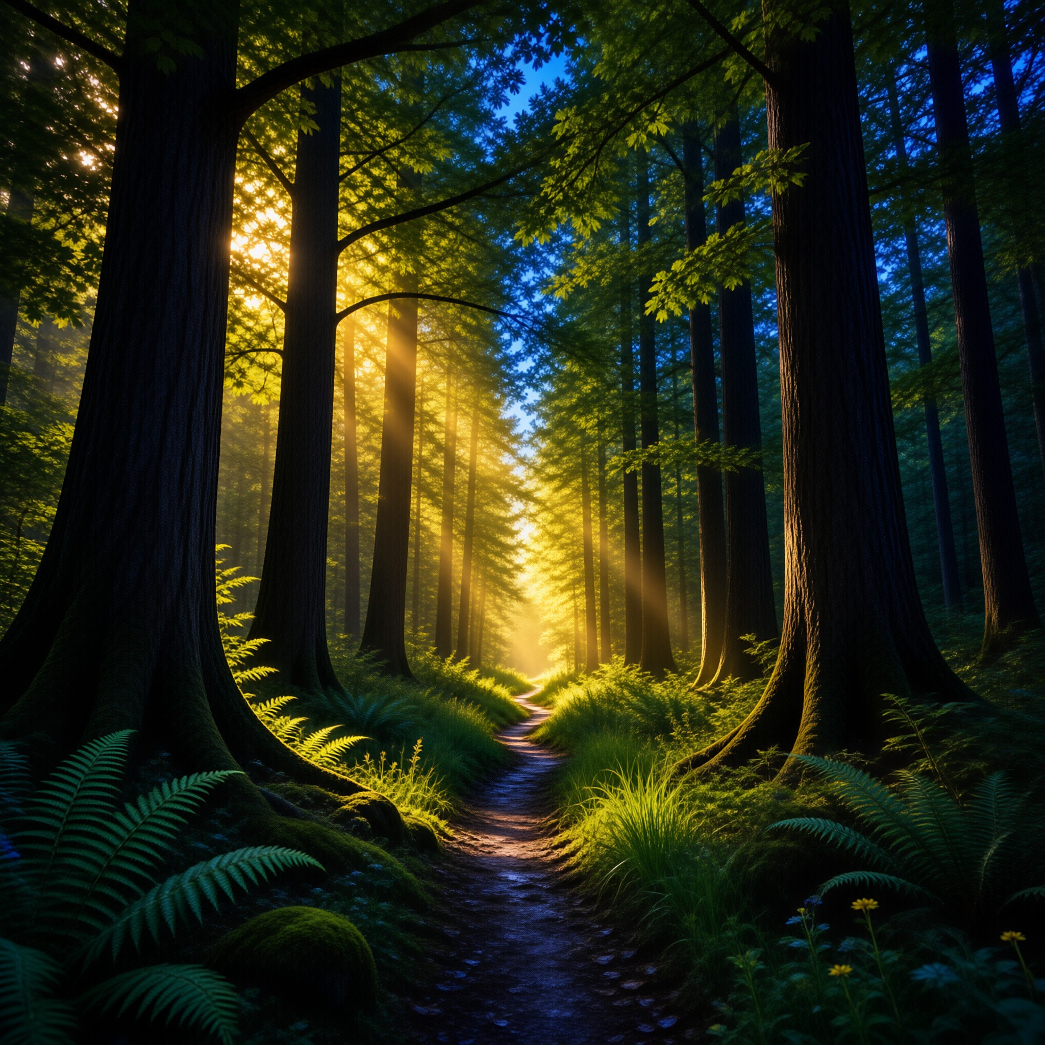 Sunlit Forest Path