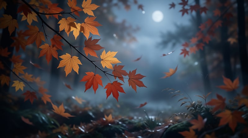 Misty Autumn Maple Branches