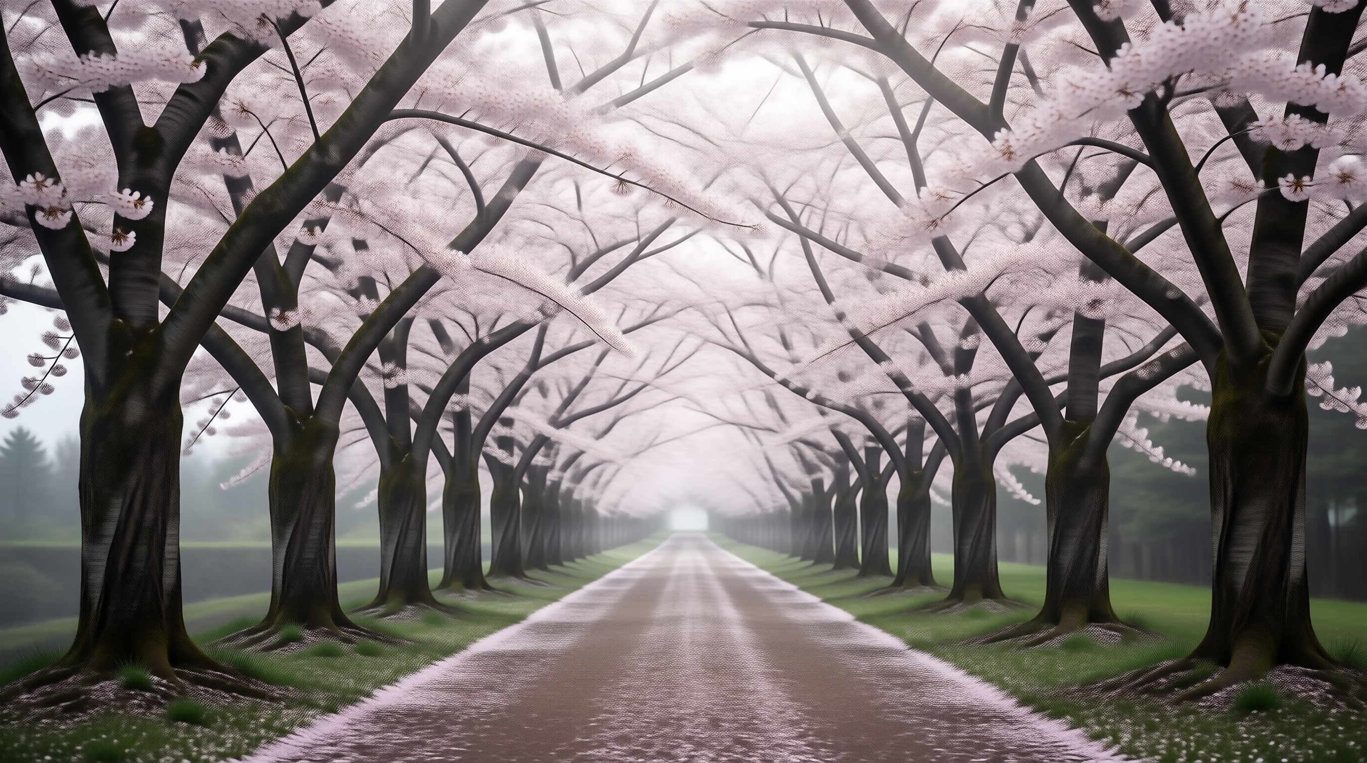 Misty Cherry Blossom Path