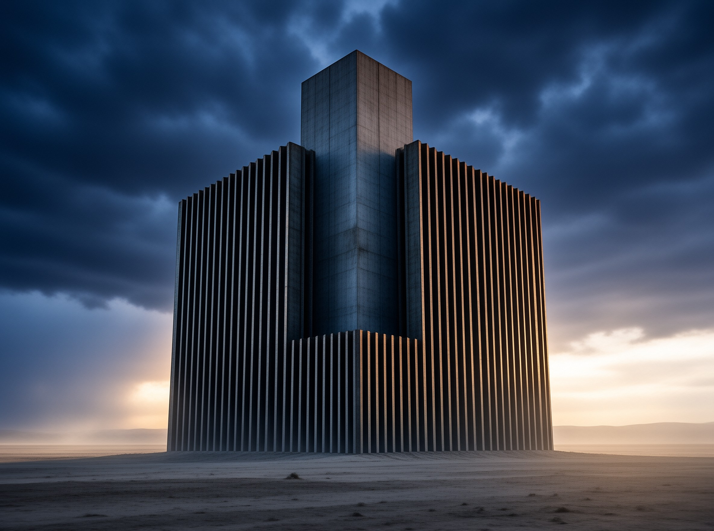 Brutalist Monolith in Desert