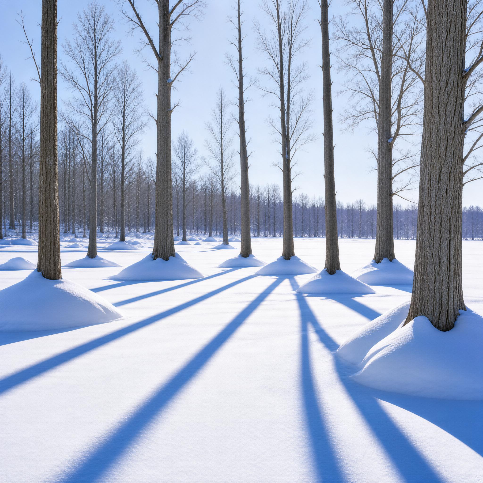 Winter Forest with Snow Mounds