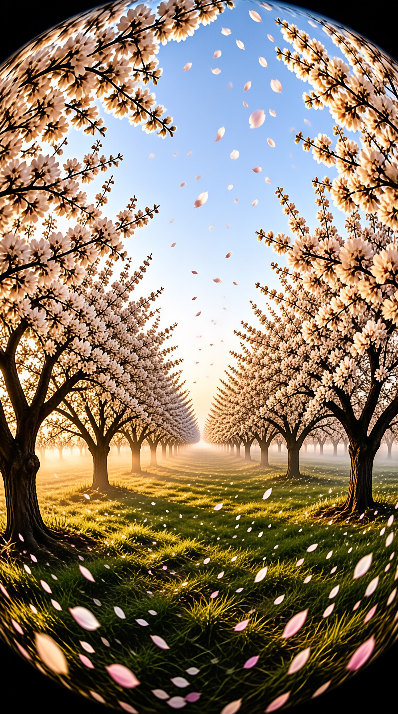 Fisheye Cherry Blossom Path