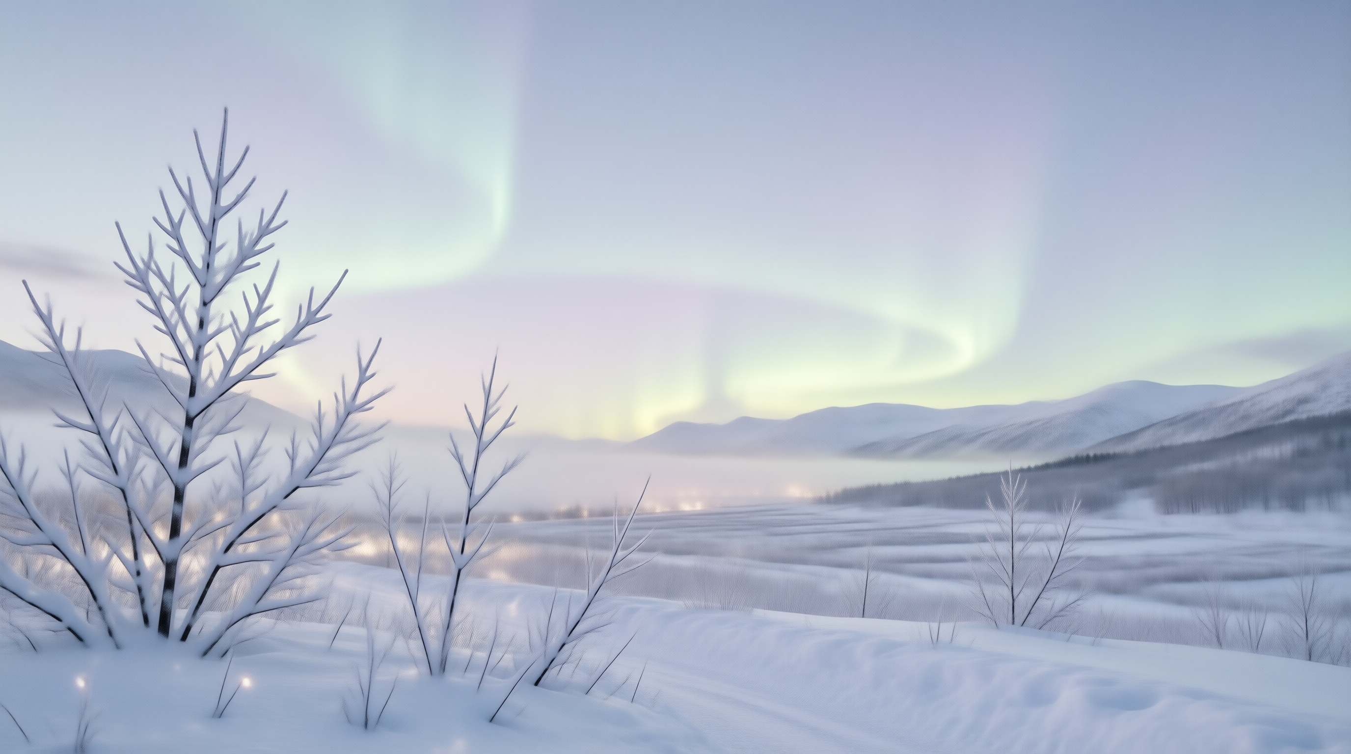 Aurora Over Snowy Valley