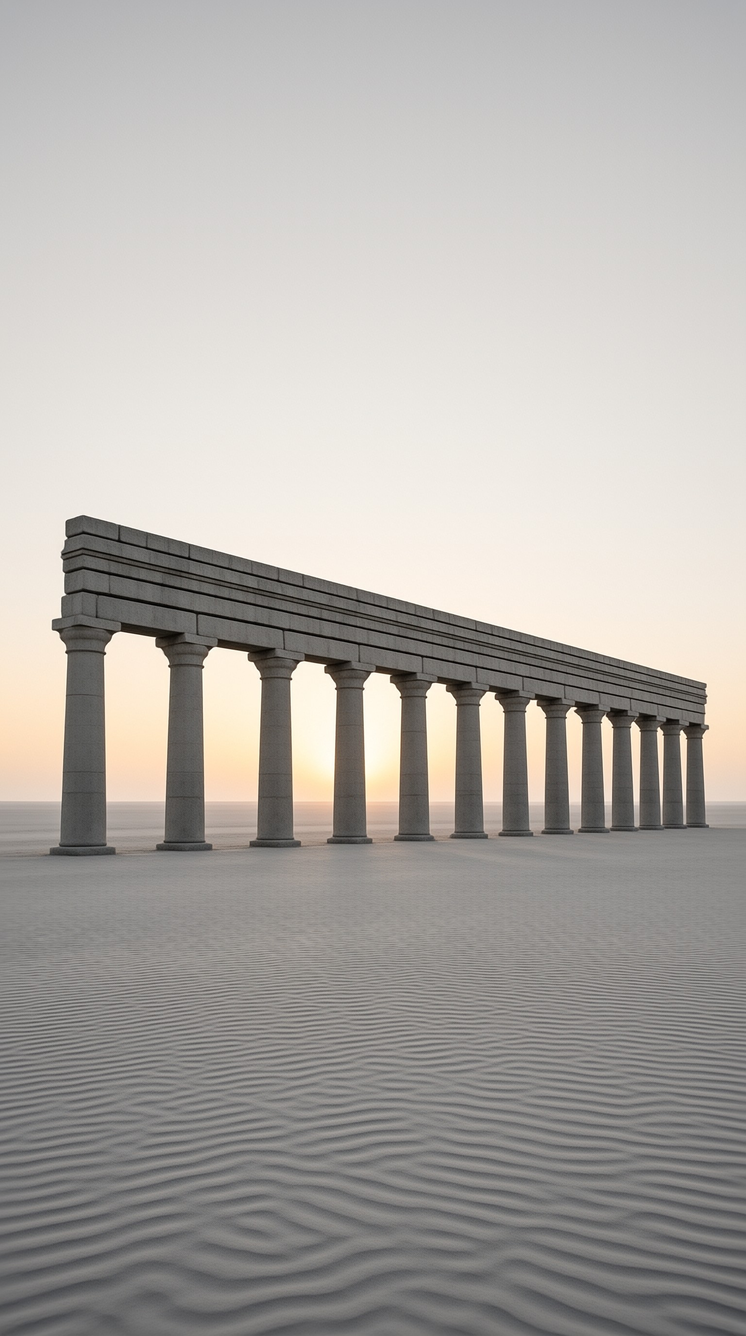 Classical Columns at Sunset