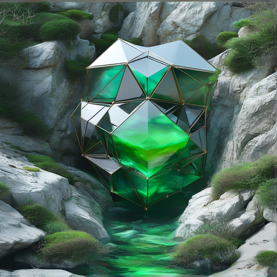 Emerald Faceted Geode in Gorge