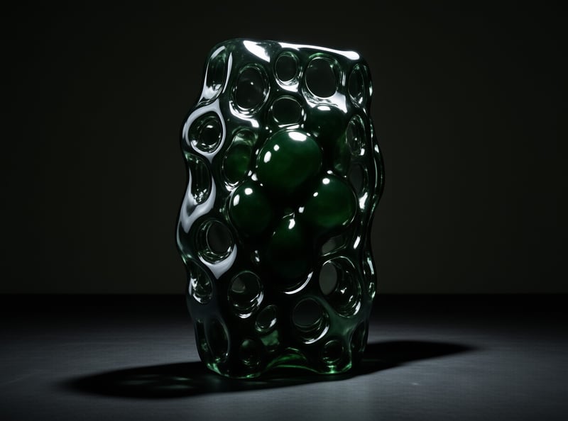 Abstract Green Glass Sculpture