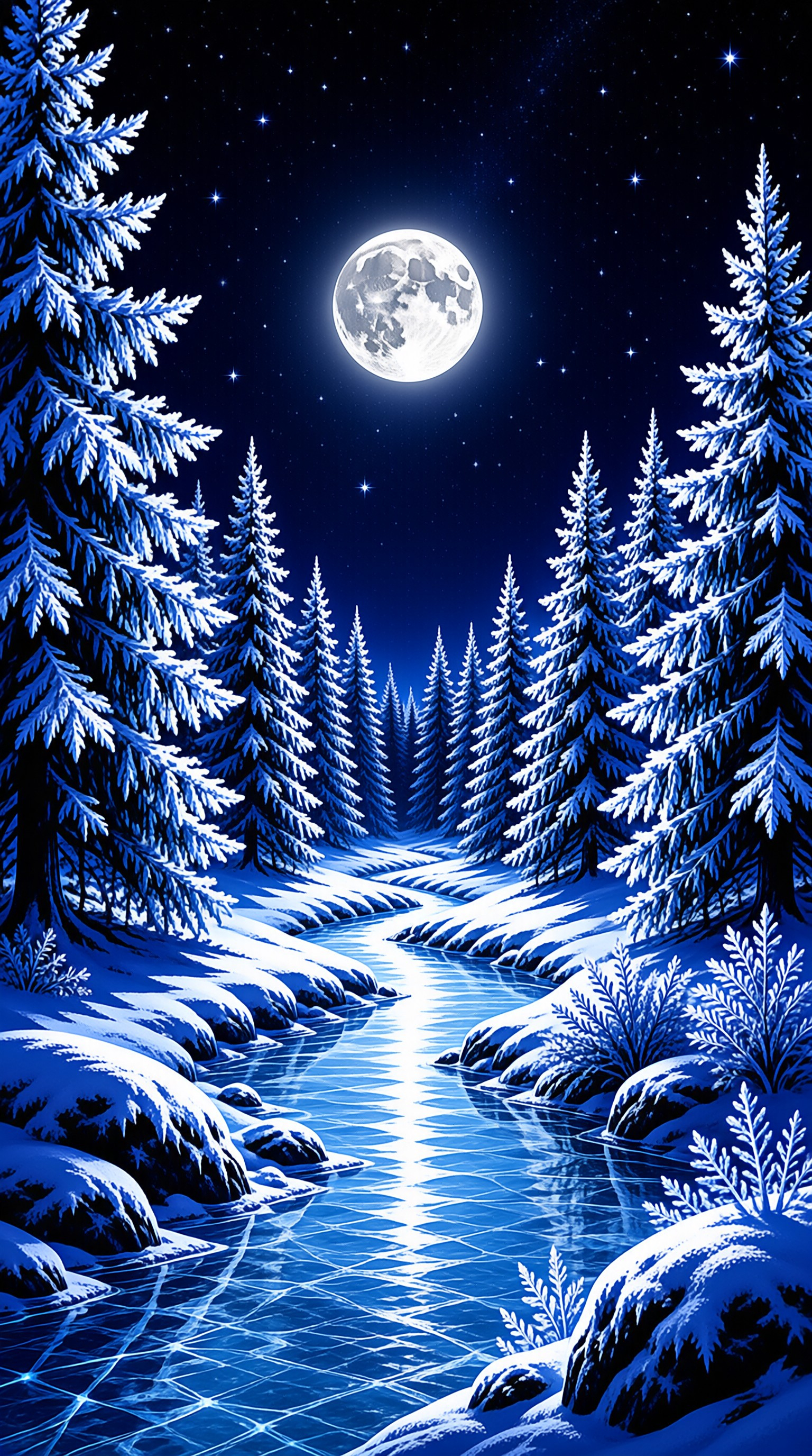 Moonlit Winter Forest