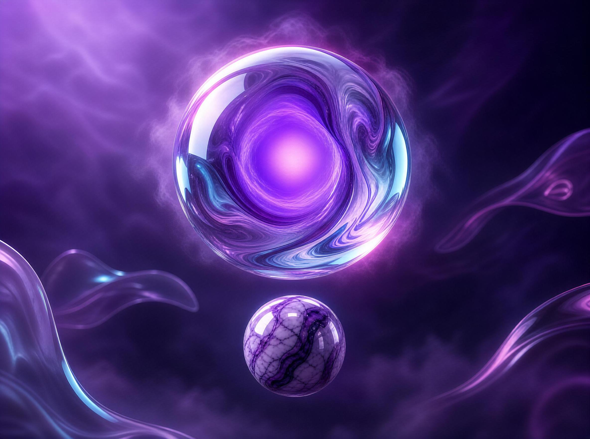 Purple Orb and Marble Sphere