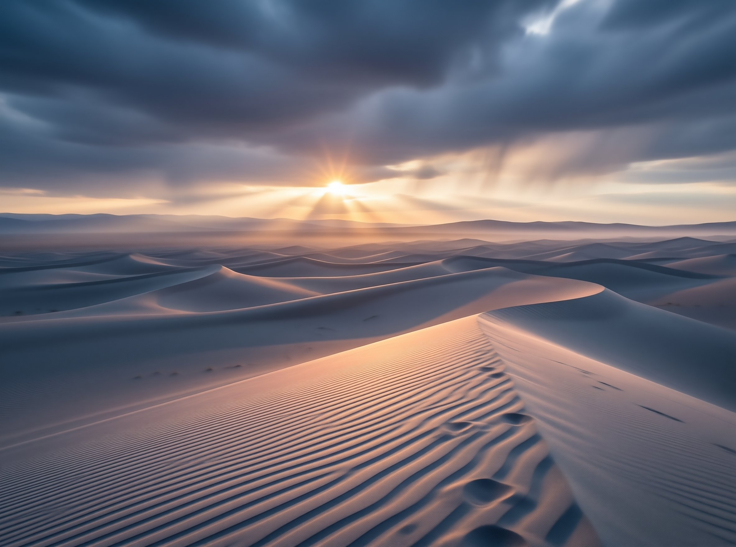 Desert Sunrise with Rays