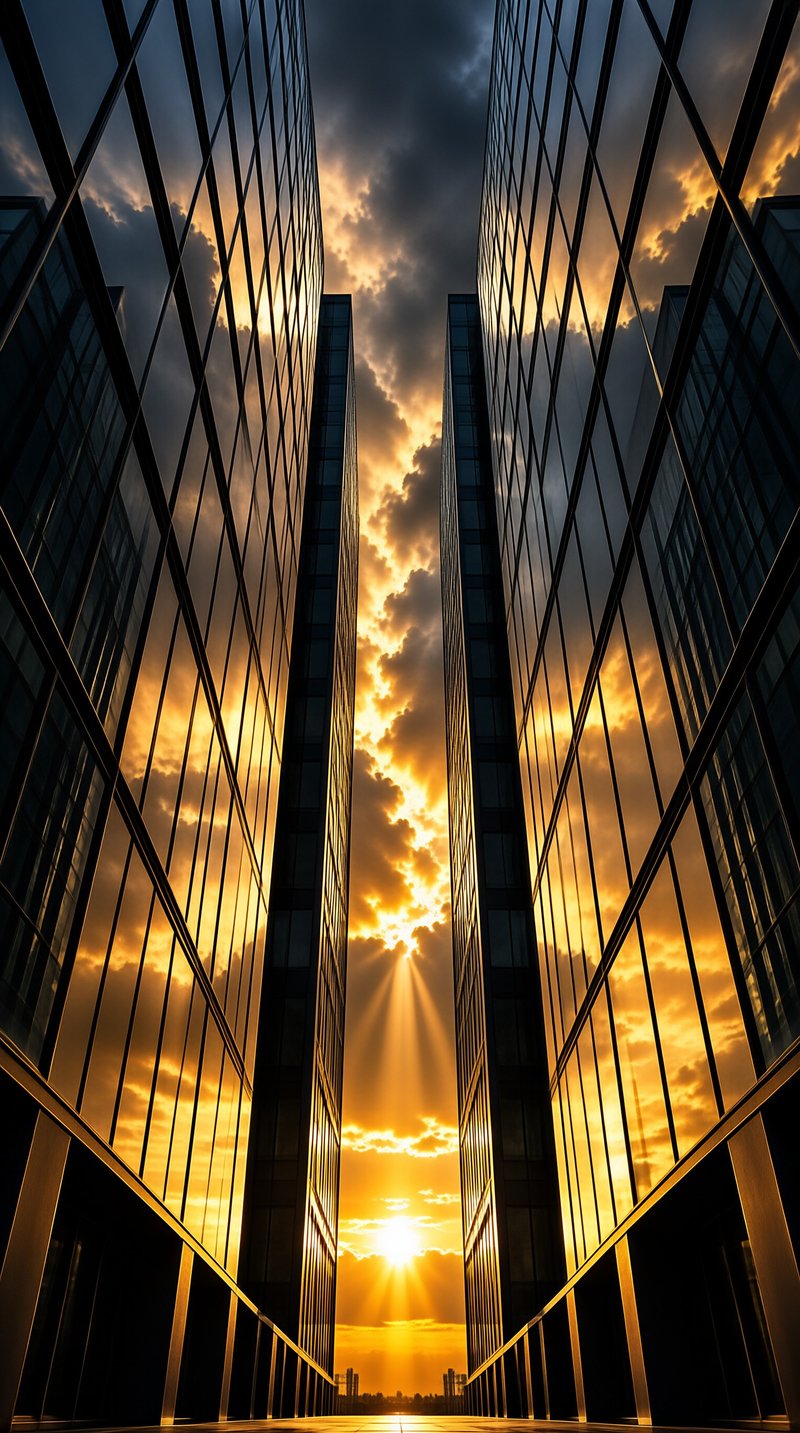 Golden Sunset Between Towers