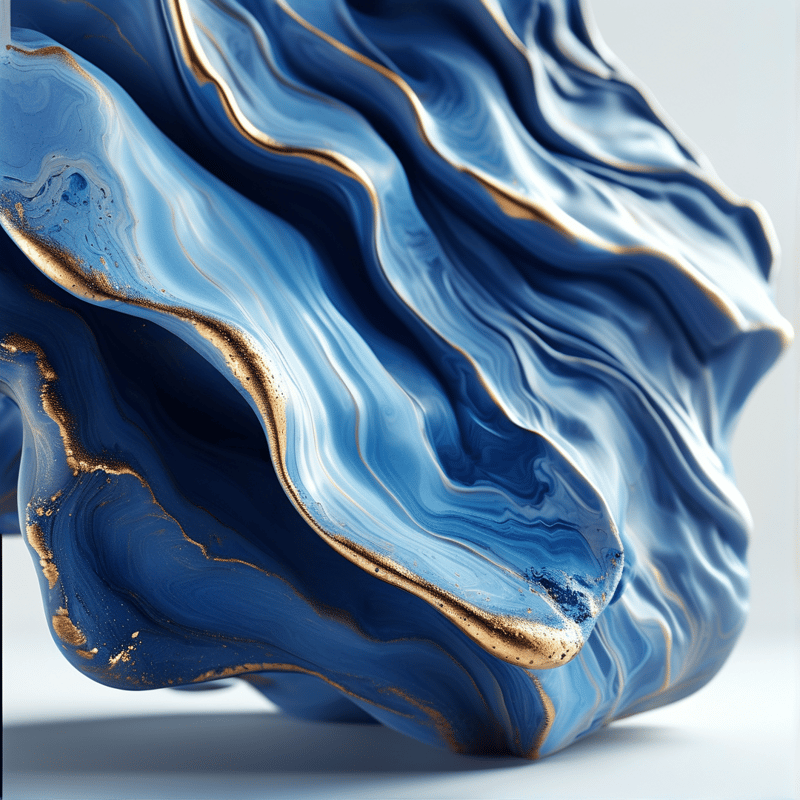Flowing Blue Gold Sculpture