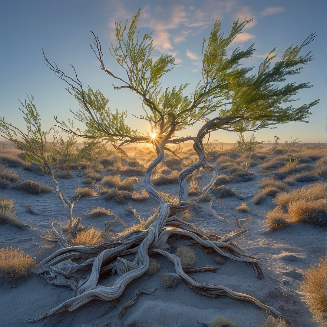Desert Tree at Sunset