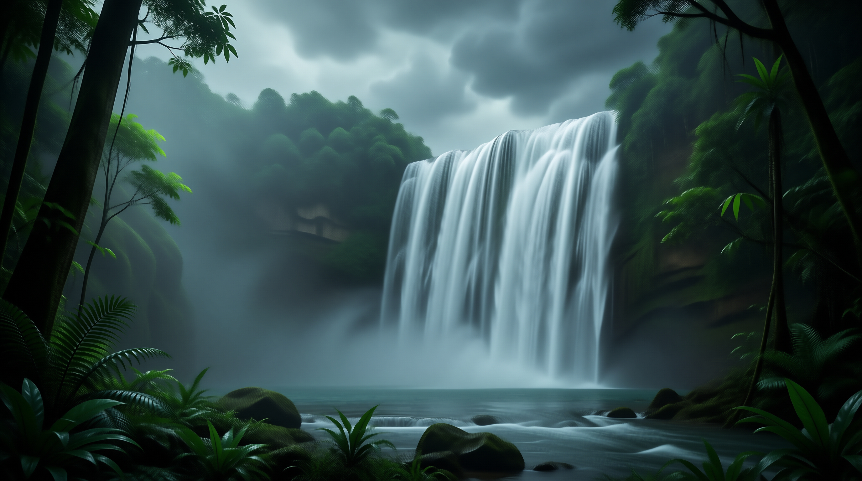 Misty Jungle Waterfall