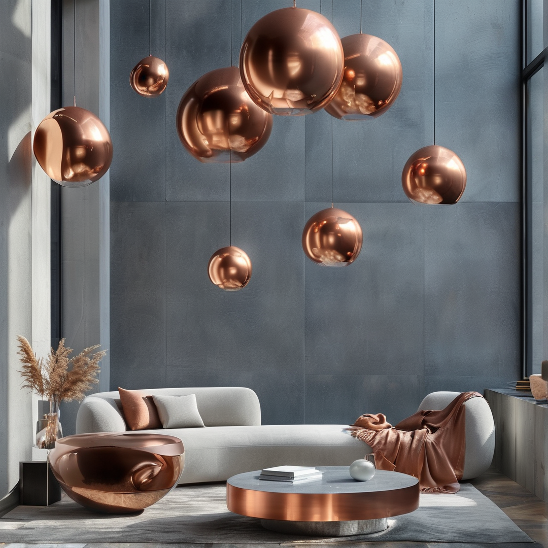 Copper Spheres Living Room