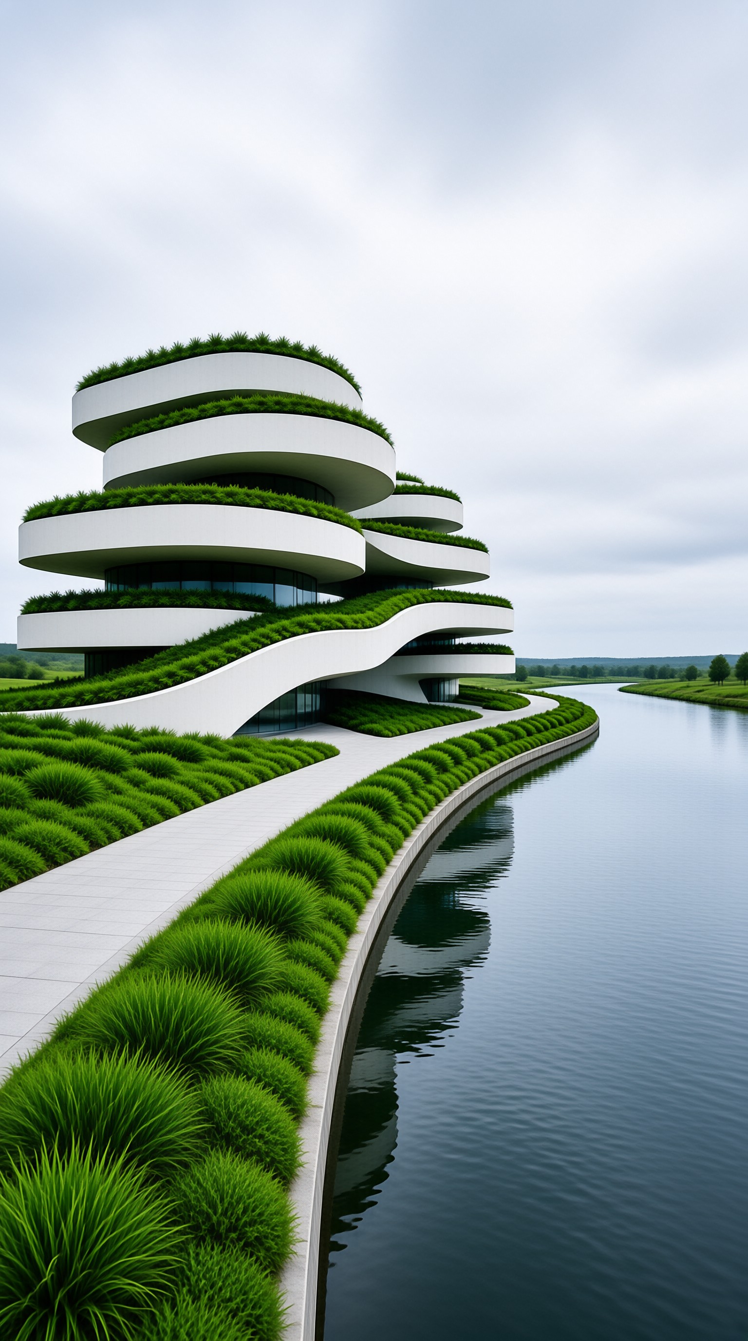Futuristic Riverside Building