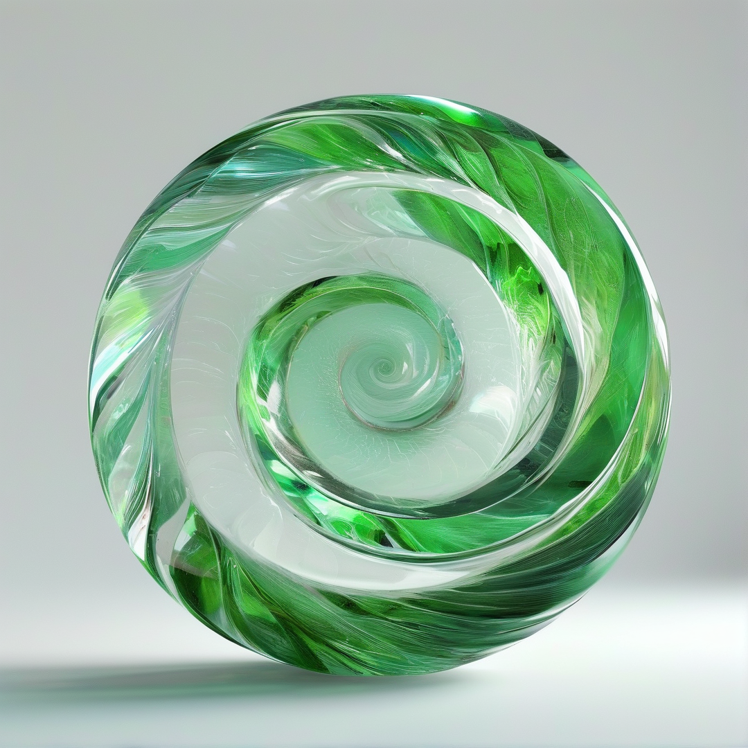 Green Spiral Glass Art